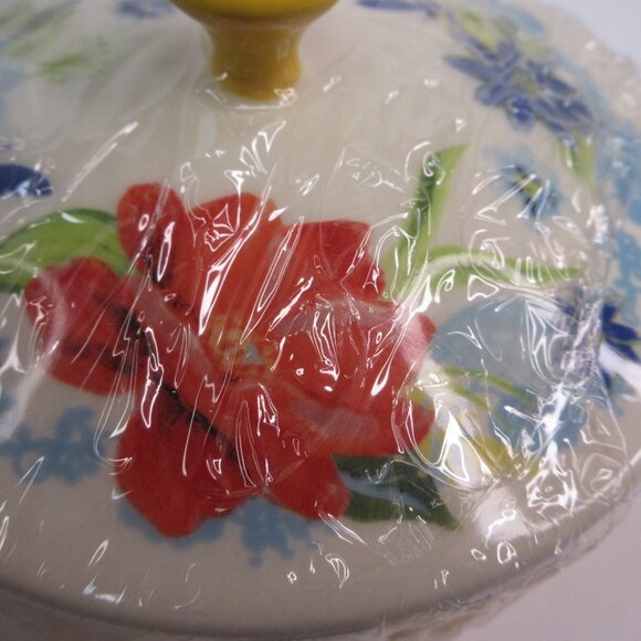 Pioneer Woman Mini Casserole Spring Bouquet Floral Yellow Stoneware Cocotte New - Picture 10 of 10